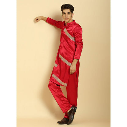 Masumi Mewawalla Red Embroidered Kurta with Pant (Set of 2)