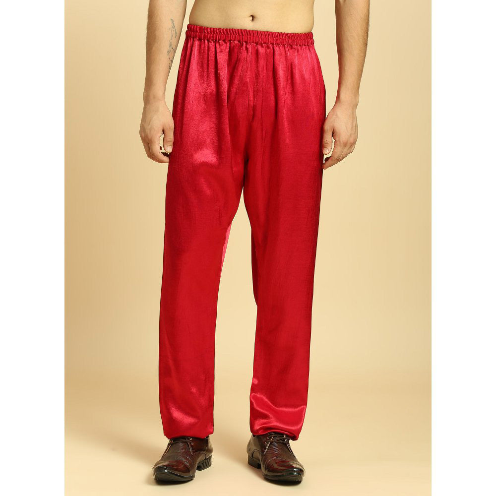 Masumi Mewawalla Red Embroidered Kurta with Pant (Set of 2)