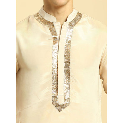 Masumi Mewawalla Cream Tissue Kurta with Pant and Ombre Dupatta (Set of 3)