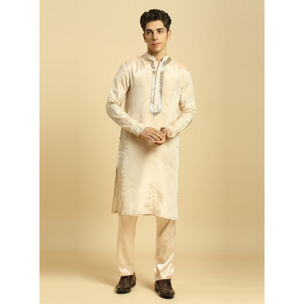 Masumi Mewawalla Cream Tissue Kurta with Pant and Ombre Dupatta (Set of 3)