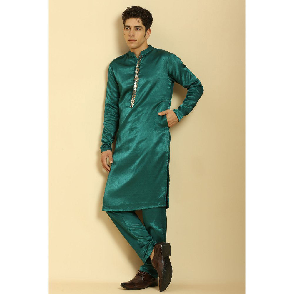 Masumi Mewawalla Teal Green Kurta with Pant (Set of 2)