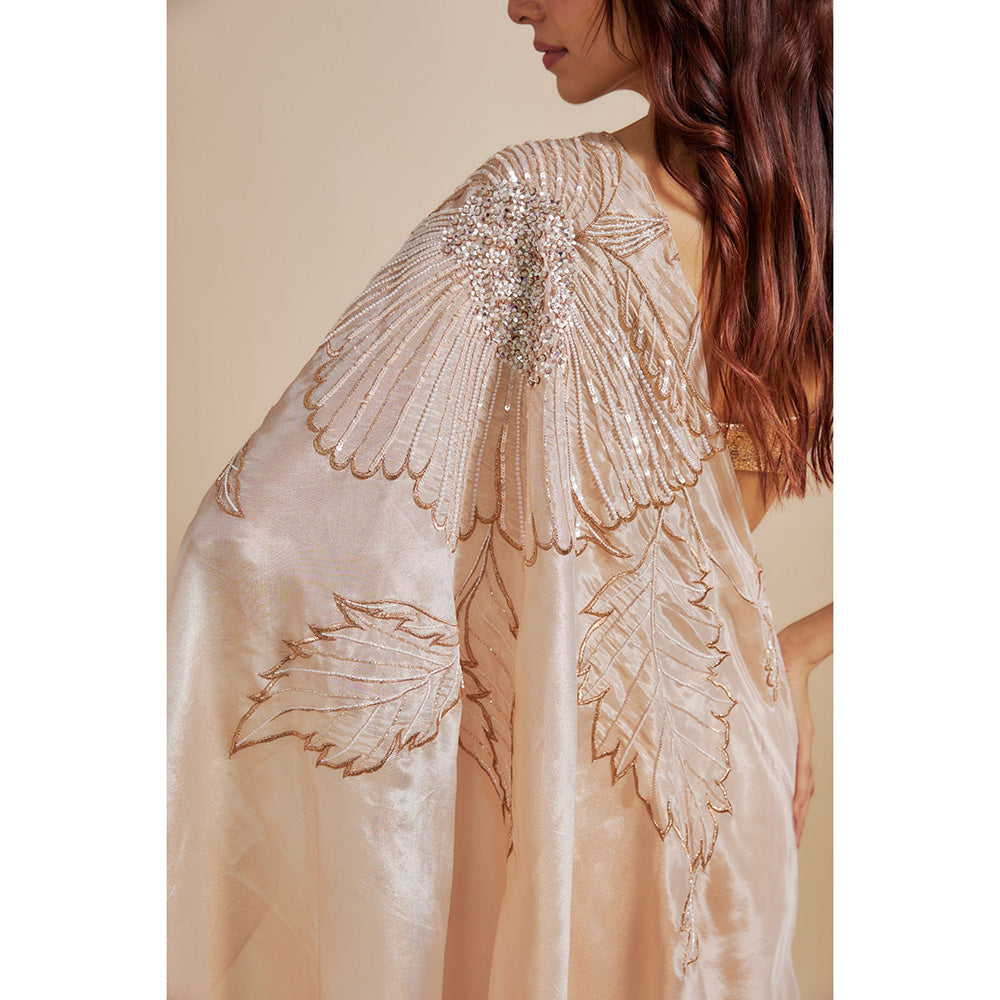 Masumi Mewawalla Rose Gold Pre Draped Saree with Stitched Blouse