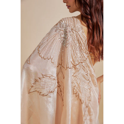 Masumi Mewawalla Rose Gold Pre Draped Saree with Stitched Blouse