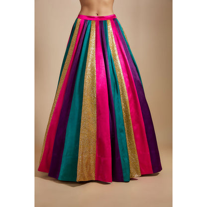 Masumi Mewawalla Multi-Coloured Skirt with Bow Blouse (Set of 2)