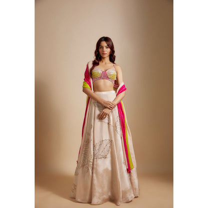 Masumi Mewawalla Peach Embroidered Lehenga with Blouse and Dupatta (Set of 3)