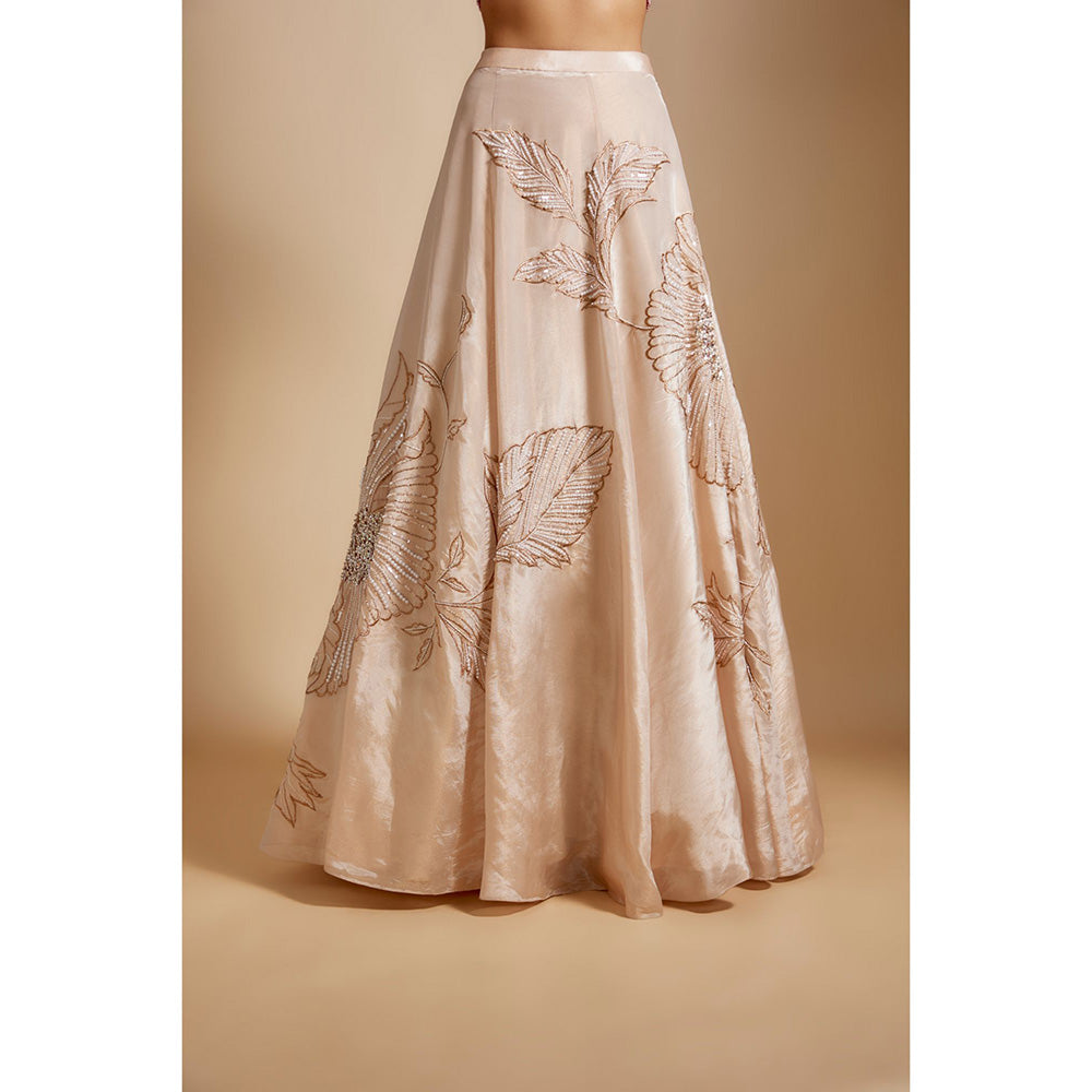 Masumi Mewawalla Peach Embroidered Lehenga with Blouse and Dupatta (Set of 3)