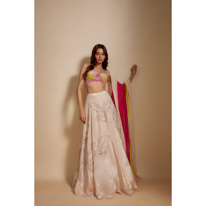 Masumi Mewawalla Peach Embroidered Lehenga with Blouse and Dupatta (Set of 3)