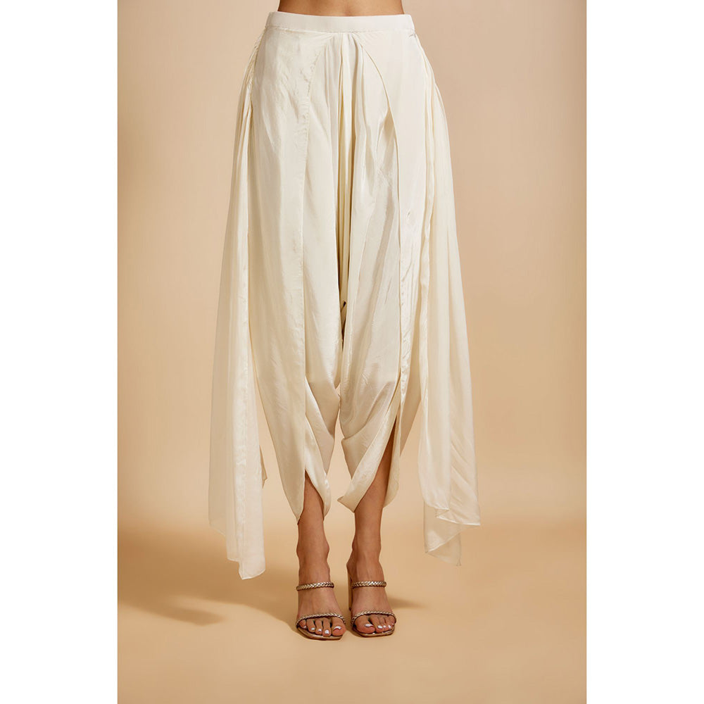 Masumi Mewawalla Beige Tissue Jacket with Dhoti (Set of 2)