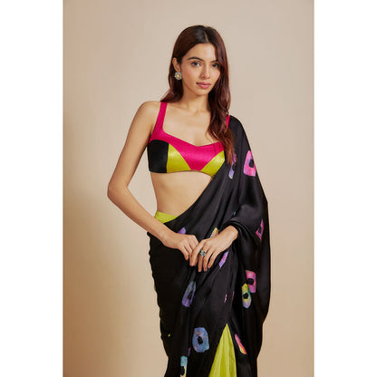 Masumi Mewawalla Black Shibori Pre Draped Saree with Stitched Blouse