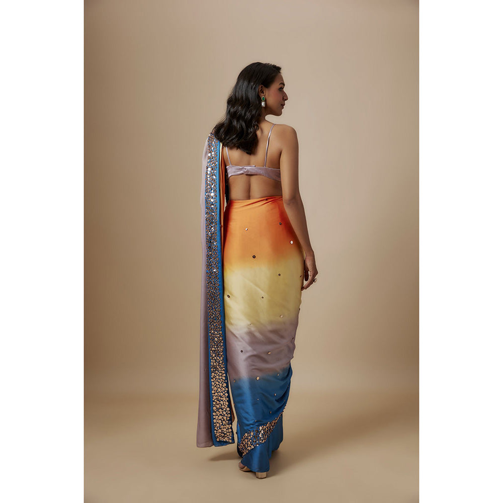 Masumi Mewawalla Multi-Colour Pre Drape Saree with Stitched Blouse