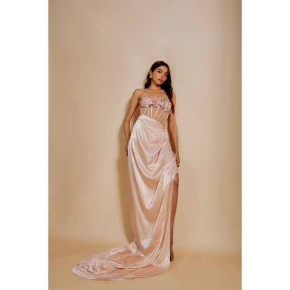 Masumi Mewawalla Peach Embroidered Dress