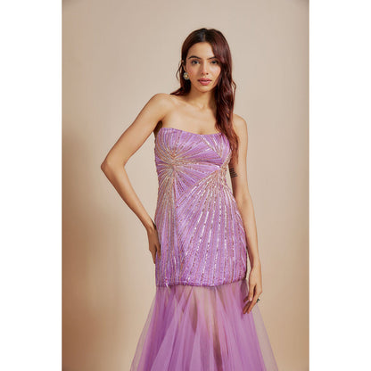 Masumi Mewawalla Purple Embroidered Dress