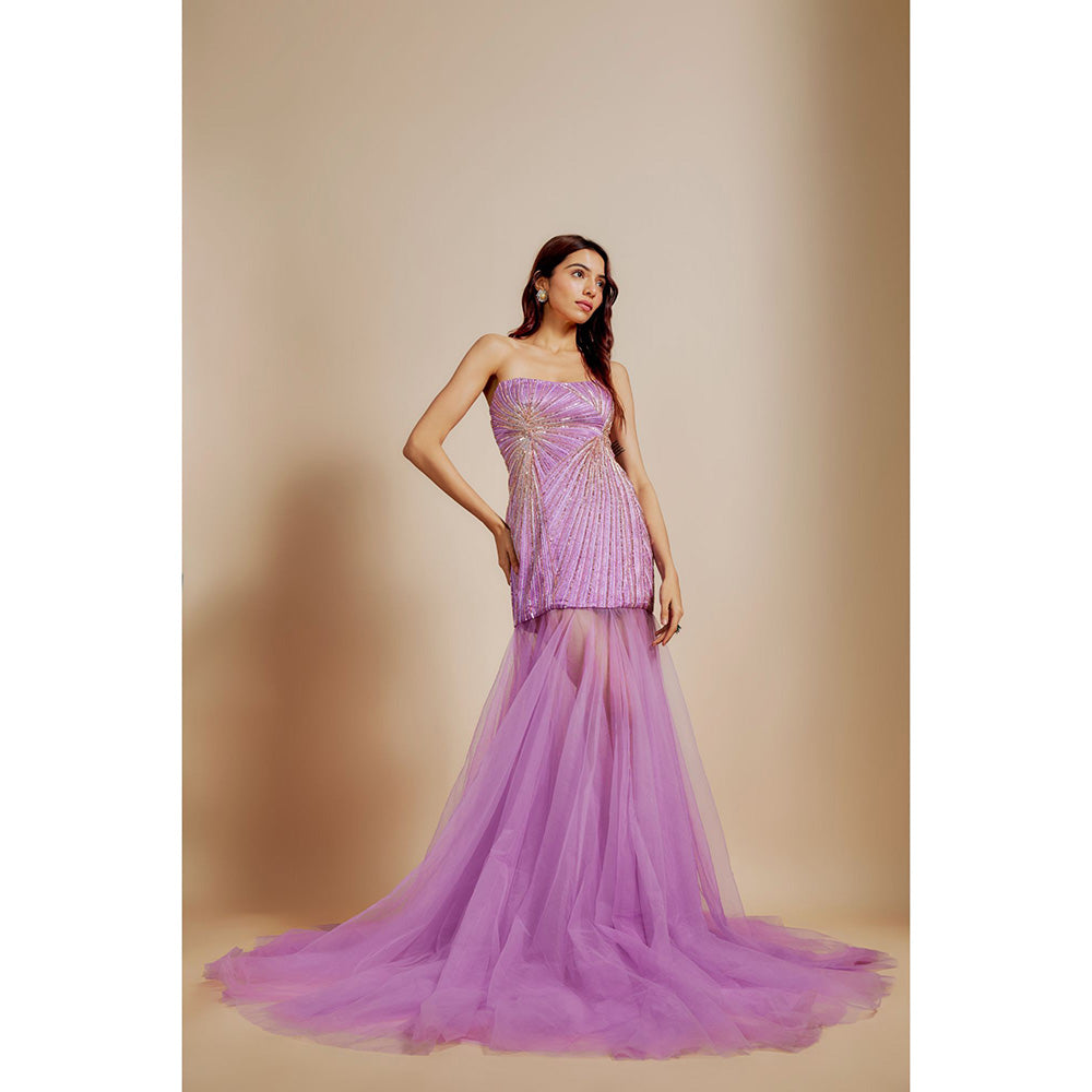 Masumi Mewawalla Purple Embroidered Dress