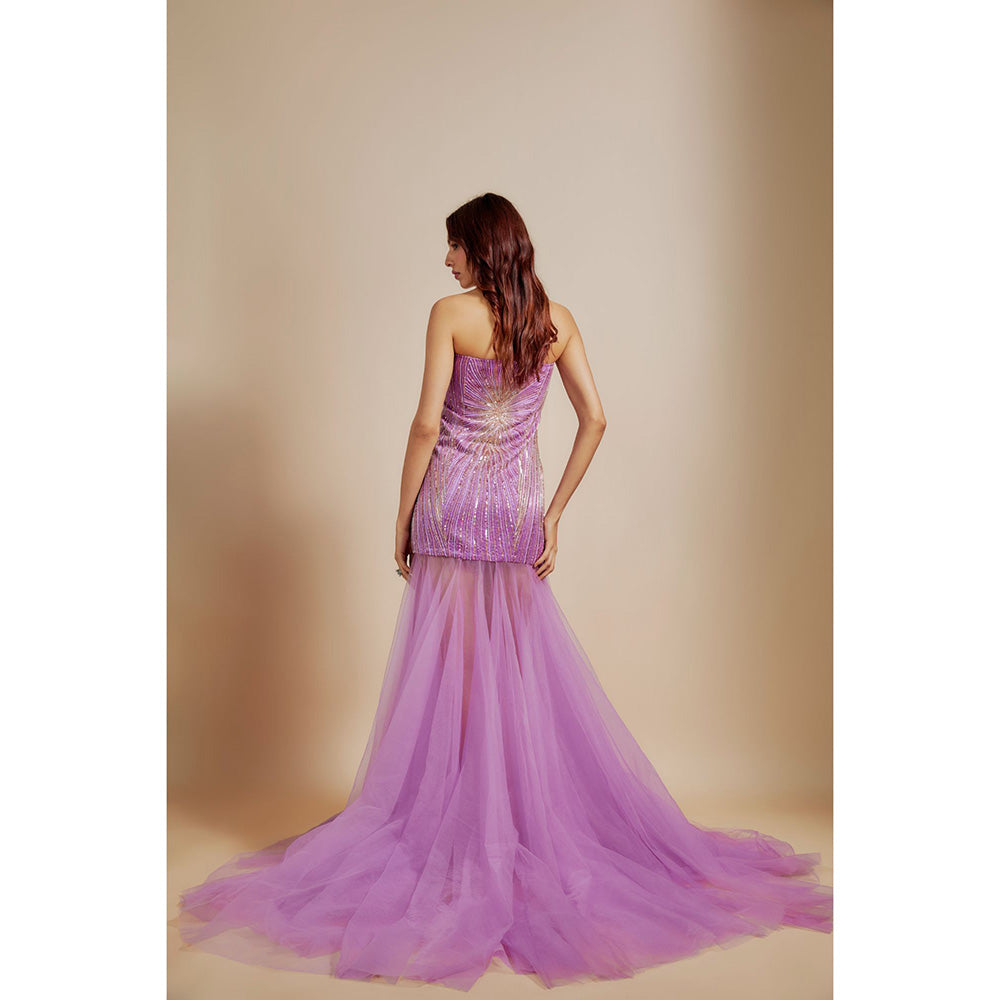 Masumi Mewawalla Purple Embroidered Dress