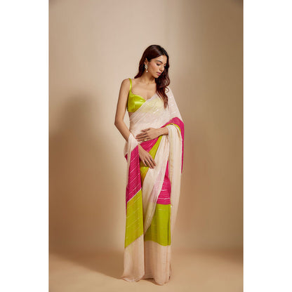 Masumi Mewawalla Multi-Colour Pre Drape Saree with Stitched Blouse