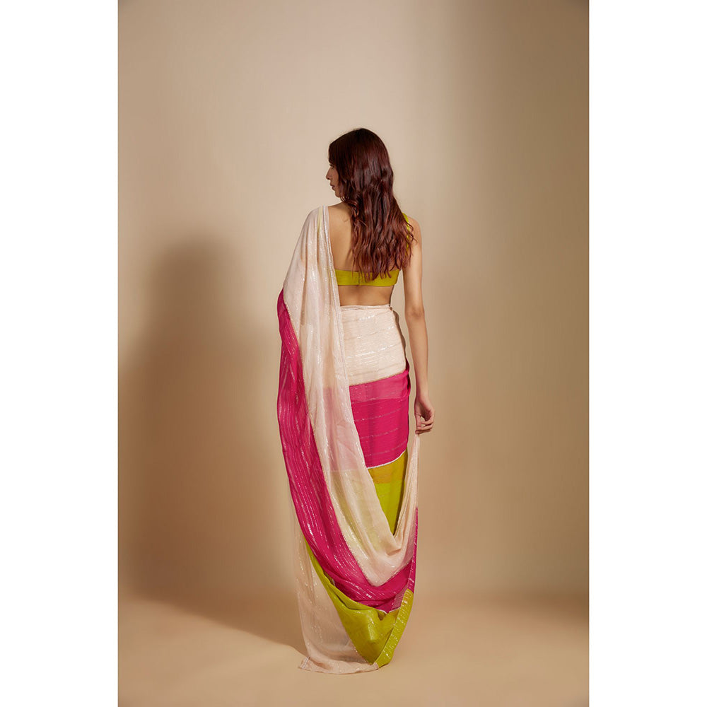 Masumi Mewawalla Multi-Colour Pre Drape Saree with Stitched Blouse