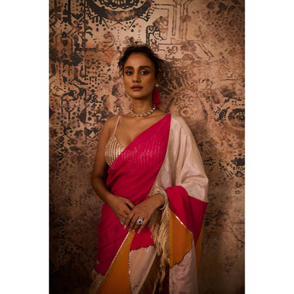 Masumi Mewawalla Multicolor Embellished Pre Drape Saree with Stitched Blouse