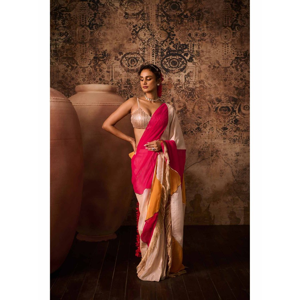 Masumi Mewawalla Multicolor Embellished Pre Drape Saree with Stitched Blouse