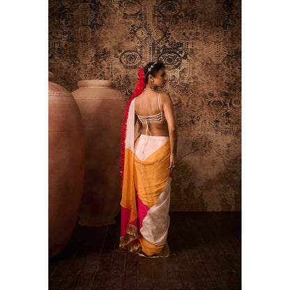 Masumi Mewawalla Multicolor Embellished Pre Drape Saree with Stitched Blouse