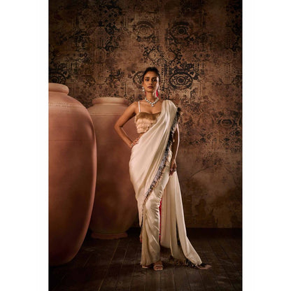 Masumi Mewawalla Multicolor Embellished Pre Drape Saree with Stitched Blouse