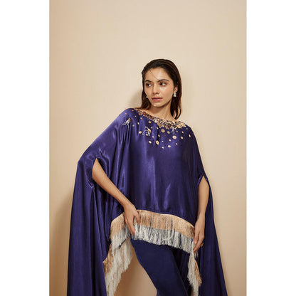 Masumi Mewawalla Blue Embroidered Kaftan with Pant (Set of 2)