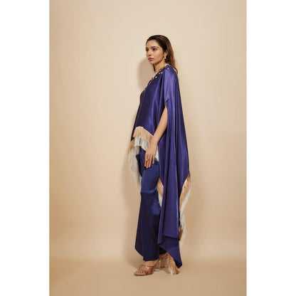 Masumi Mewawalla Blue Embroidered Kaftan with Pant (Set of 2)