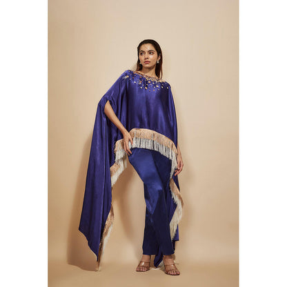 Masumi Mewawalla Blue Embroidered Kaftan with Pant (Set of 2)