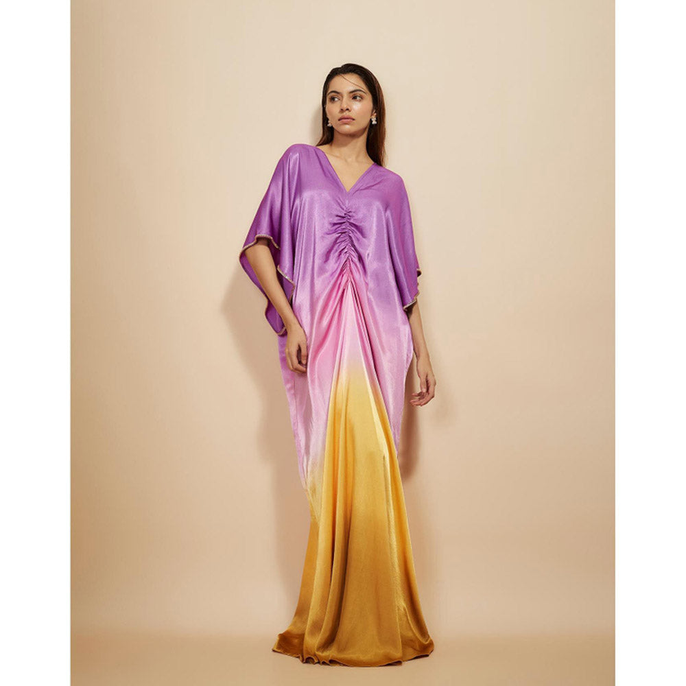 Masumi Mewawalla Lavender Ombre Embroidered Kaftan Dress