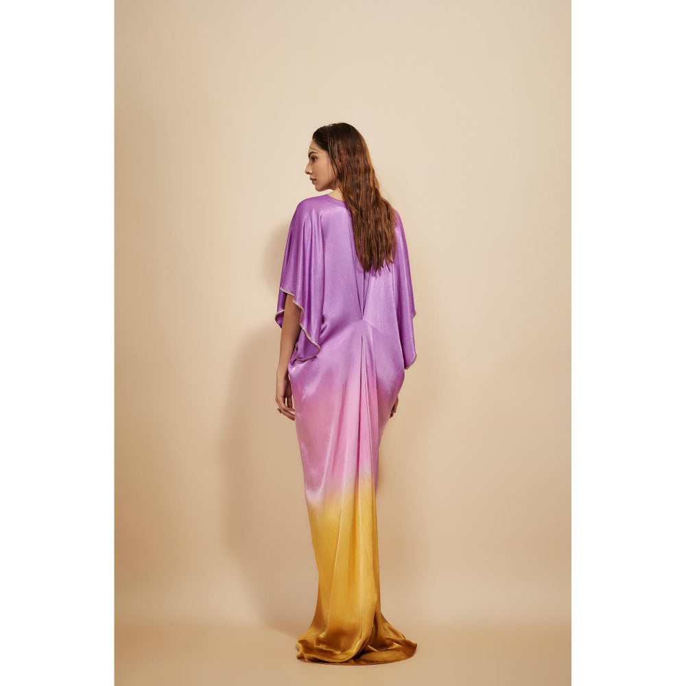 Masumi Mewawalla Lavender Ombre Embroidered Kaftan Dress