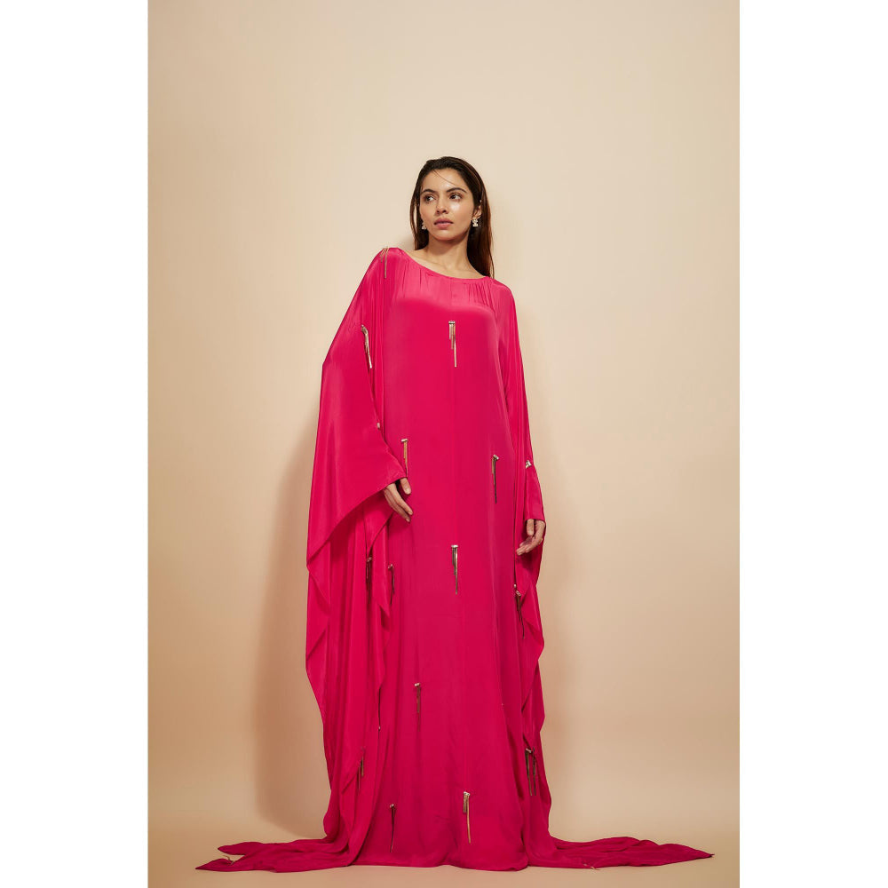 Masumi Mewawalla Hot Pink Embroidered Kaftan Dress