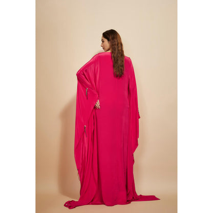 Masumi Mewawalla Hot Pink Embroidered Kaftan Dress