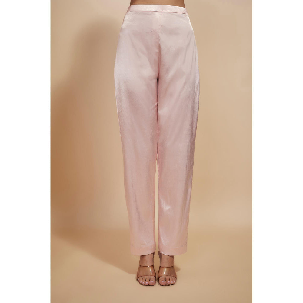 Masumi Mewawalla Light Pink Emblished/sequence Kaftan with Pant (Set of 2)