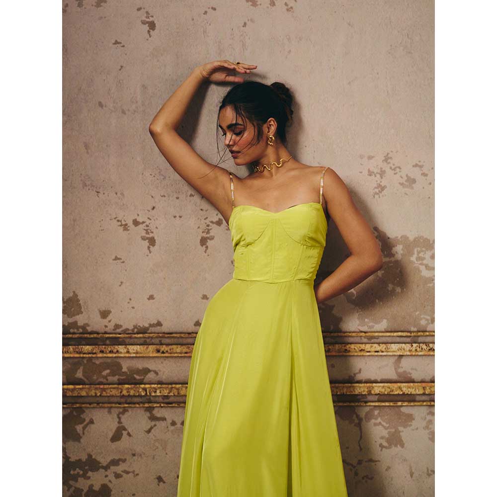 Masumi Mewawalla Green Corset Gown