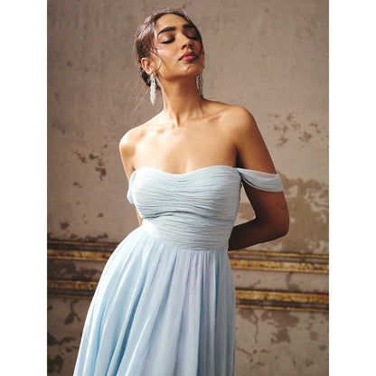 Masumi Mewawalla Powder Blue Roached Gown