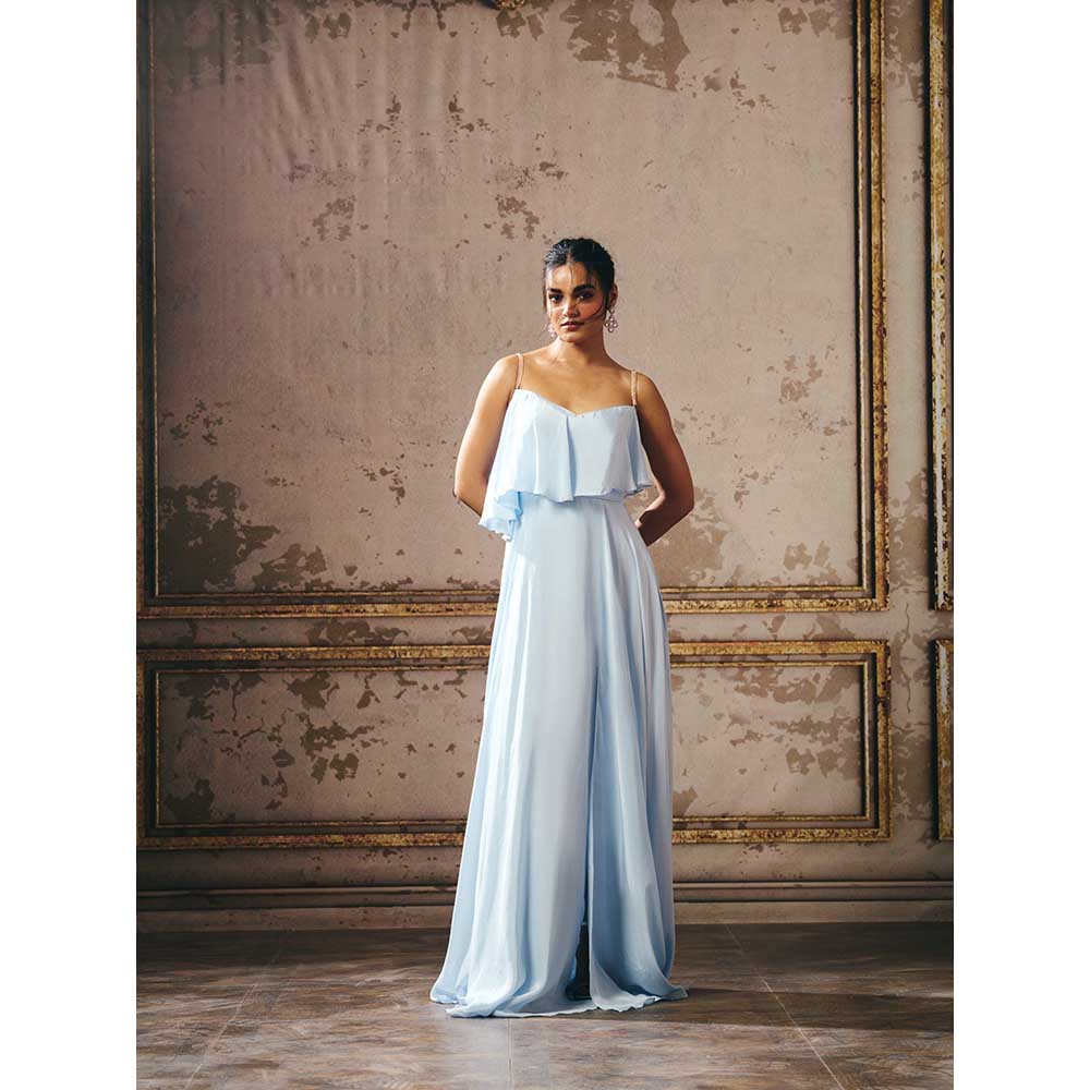 Masumi Mewawalla Powder Blue Layered Gown
