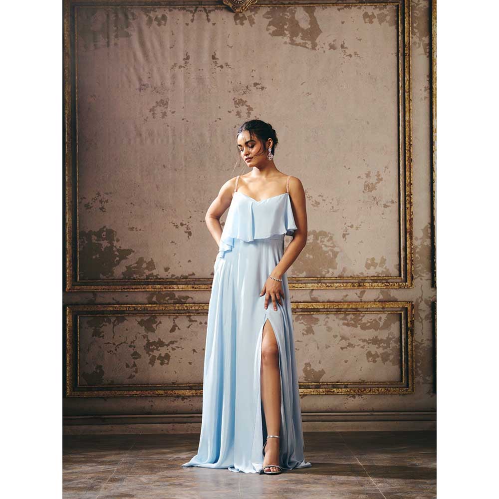 Masumi Mewawalla Powder Blue Layered Gown
