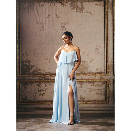 Masumi Mewawalla Powder Blue Layered Gown