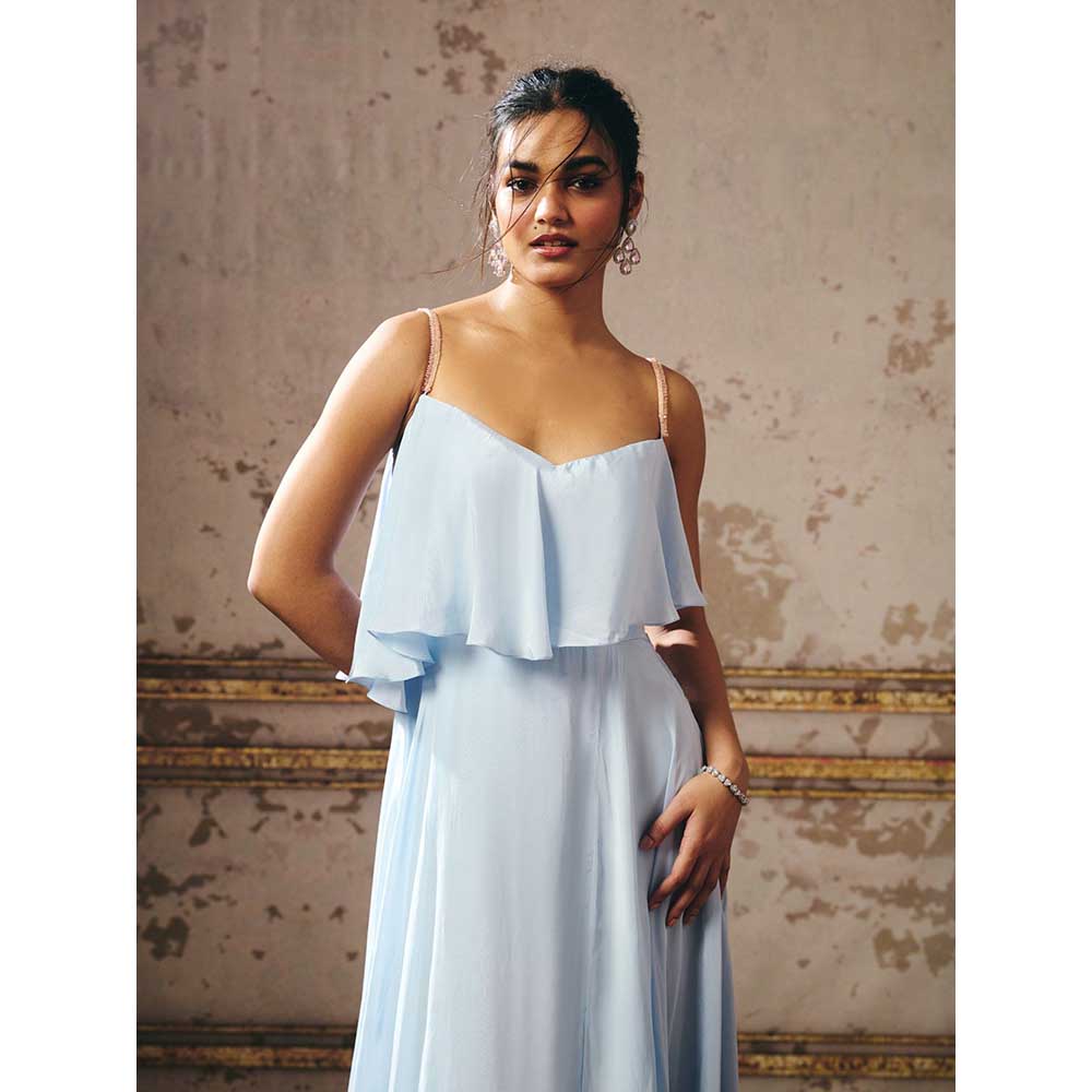 Masumi Mewawalla Powder Blue Layered Gown