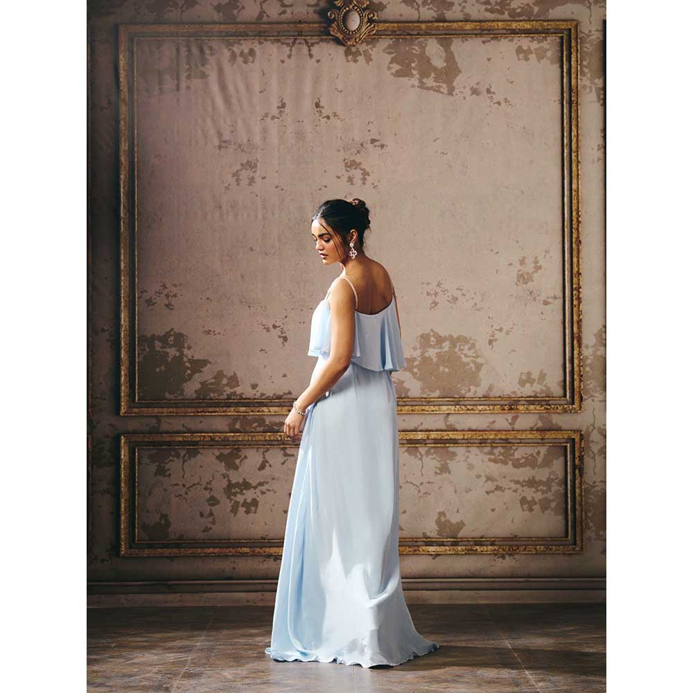 Masumi Mewawalla Powder Blue Layered Gown