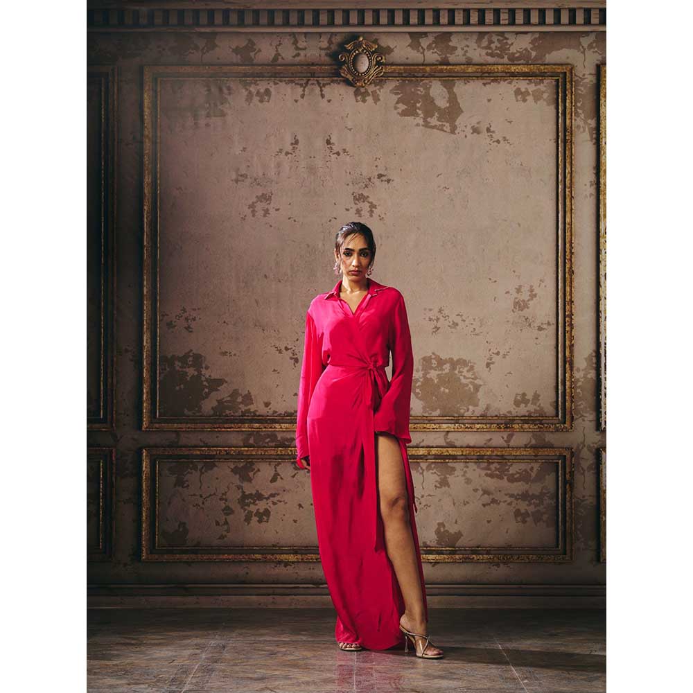 Masumi Mewawalla Hot Pink Shirt Maxi Dress