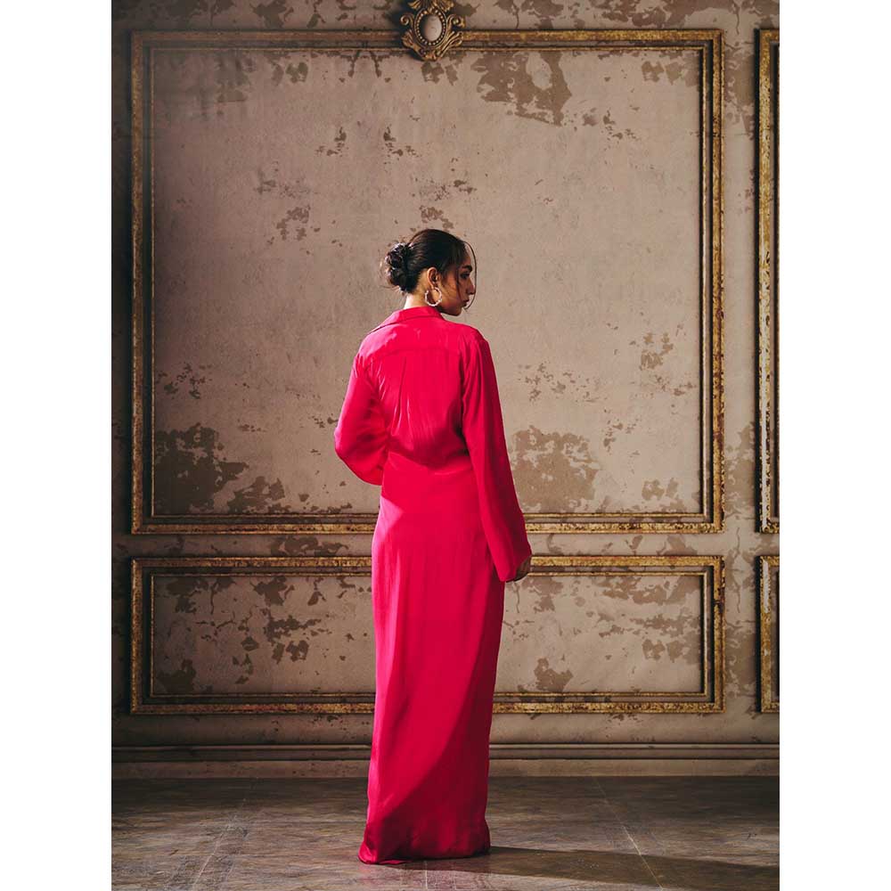 Masumi Mewawalla Hot Pink Shirt Maxi Dress