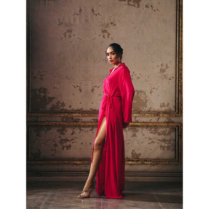 Masumi Mewawalla Hot Pink Shirt Maxi Dress
