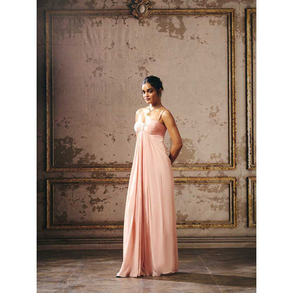 Masumi Mewawalla Peach Roached Gown