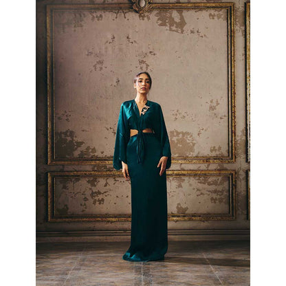 Masumi Mewawalla Bottle Green Twisted Dress