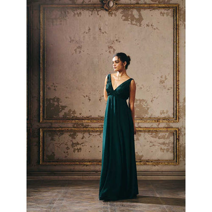 Masumi Mewawalla Bottle Green Gown