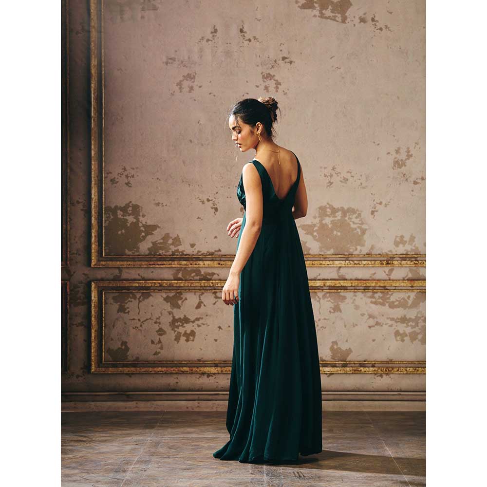 Masumi Mewawalla Bottle Green Gown
