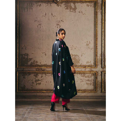 Masumi Mewawalla Black Shibori Long Shirt with Pant (Set of 2)
