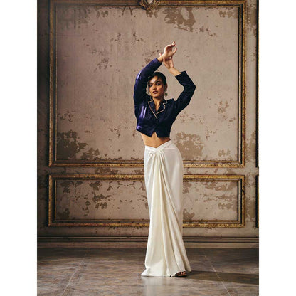 Masumi Mewawalla White Skirt with Jacket (Set of 2)