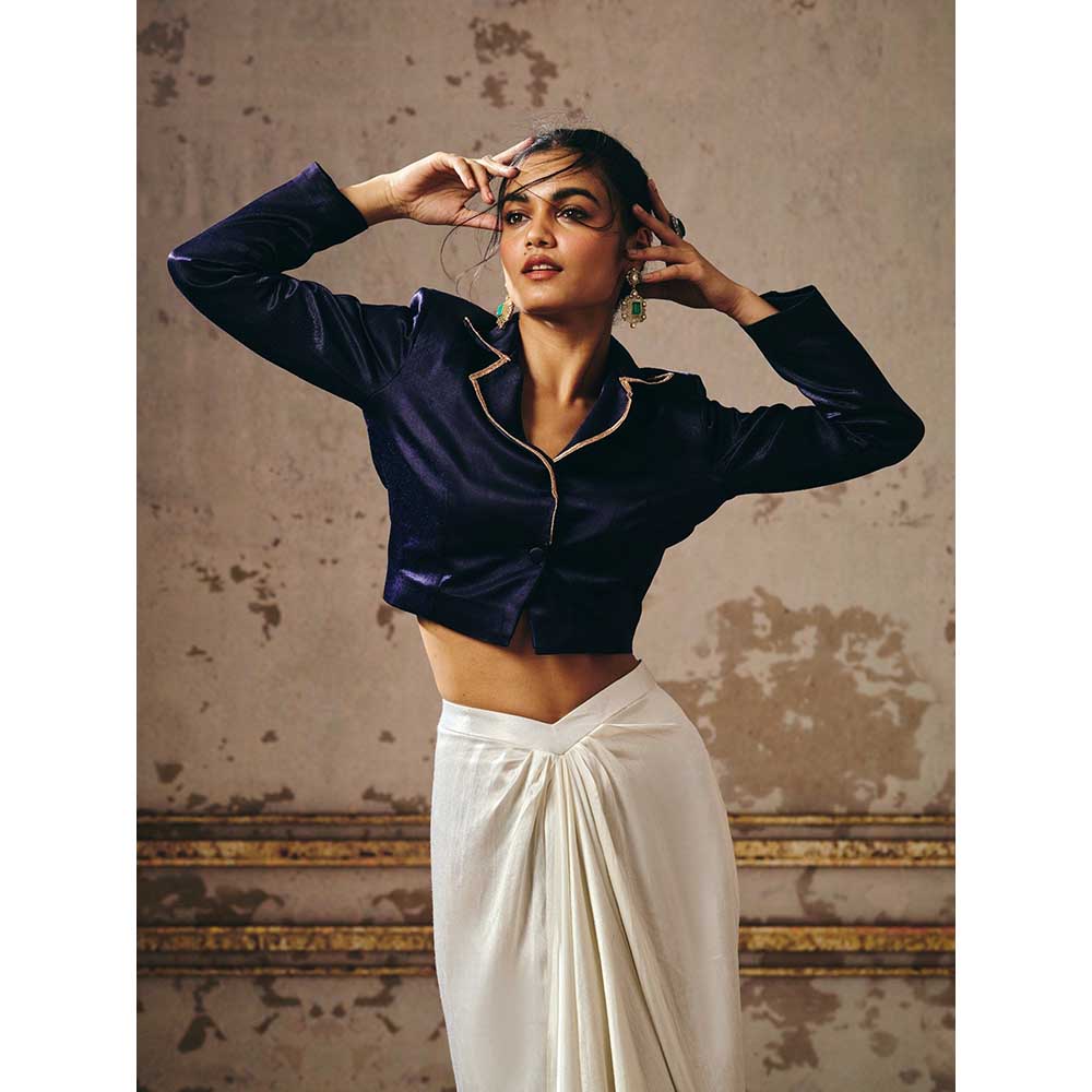 Masumi Mewawalla White Skirt with Jacket (Set of 2)