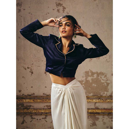 Masumi Mewawalla White Skirt with Jacket (Set of 2)